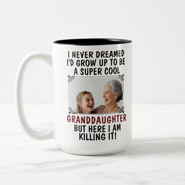 Taza Bicolor Super Guay Abuela mata y Personalizado foto (Izquierda)