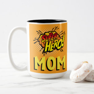 Taza Bicolor Super Hero Mamá Estilo Cómic
