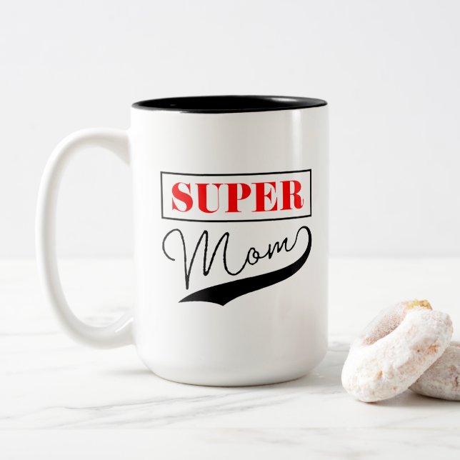 Taza Bicolor Super Mamá (Con donut)