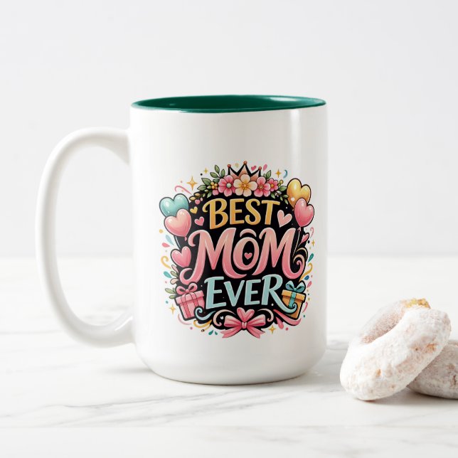 Taza Bicolor ** Super Mamá (Con donut)