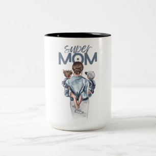 Taza Bicolor Super MOM Mug para regalos para padres