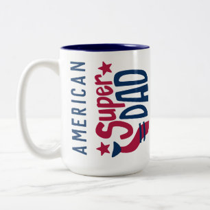 Taza Bicolor SUPER PAPÁ estadounidense de EE. UU. ROJO Blanco A