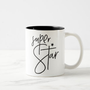 Taza Bicolor SUPER STAR recompensa moda moderna con letras negr