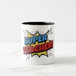 Taza Bicolor Super Teacher Comic Style
