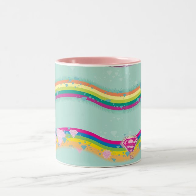 Taza Bicolor Supergirl Rainbow Waves Green (Centro)