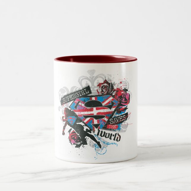 Taza Bicolor Supergirl salva al mundo (Centro)