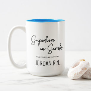 Taza Bicolor Superheroína en Scrubs Personalizado Gracias enfer