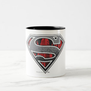 Taza Bicolor Superman S-Shield  Logo gris y ciudad roja