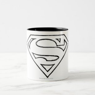 Taza Bicolor Superman S-Shield  Logotipo de esquema negro simpl