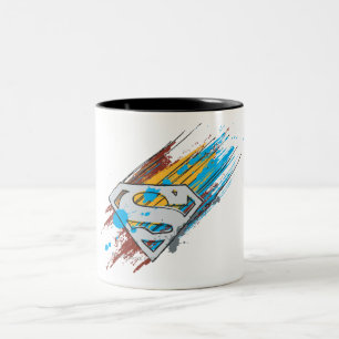 Taza Bicolor Superman S-Shield  Logotipo Paint Streaks