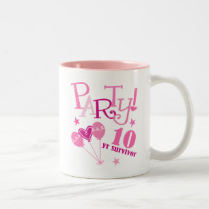 Taza Bicolor Superviviente del cáncer de pecho 10 años