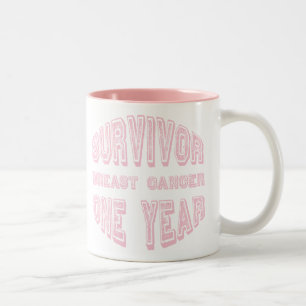 Taza Bicolor Superviviente del cáncer de pecho un año