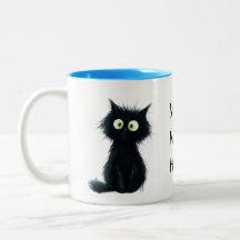 Surprised Fluffball Mug – Black Cat Chaos in a Cup