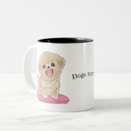 Taza Bicolor Süßer Tibetan Spaniel Hund mit Namen option 