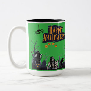 Taza Bicolor Susurros de la Hora Bruja en verde kelly
