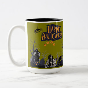 Taza Bicolor Susurros de la Hora Bruja oliva
