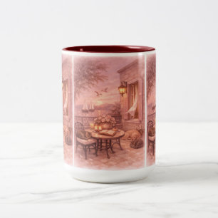 Taza Bicolor Susurros de Salvia Sello de Vida Marina Antiguo