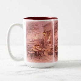 Taza Bicolor Susurros de Salvia Sello de Vida Marina Antiguo