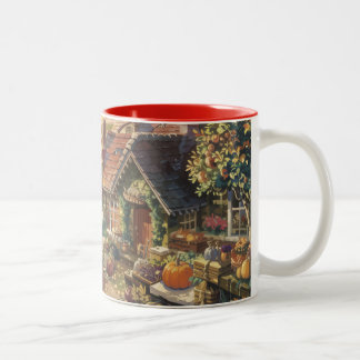 Taza Bicolor Susurros otoñales: Un acogedor escape de cabaña