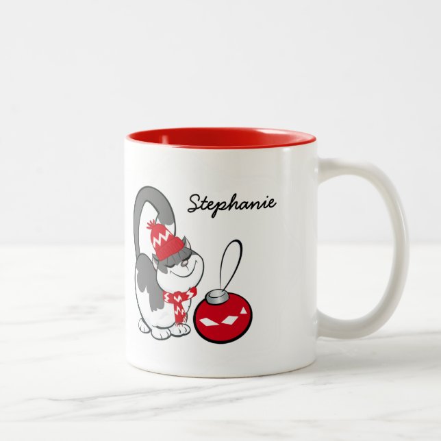 Taza Bicolor Sweet Kitty Custom Name Navidades Gift Mugs (Derecha)