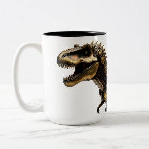Taza Bicolor T-Rex Mech Steampunk – Bestia Dino de Latón