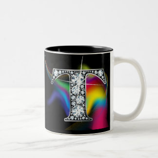 Taza Bicolor "T" Sonda de diamantes en barro arco iris