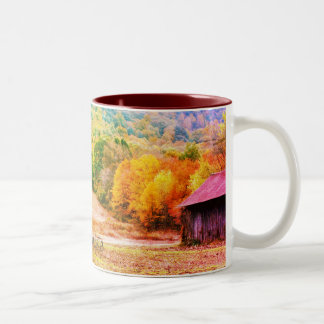 Taza Bicolor Tabaco Barn Cae Foliage Naturaleza Arte