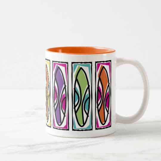 Taza Bicolor Tabla hawaiana sabrosa de las ondas