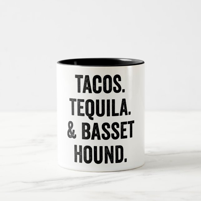 Taza Bicolor Tacos Tequila And Basset Hound Funny  (Centro)