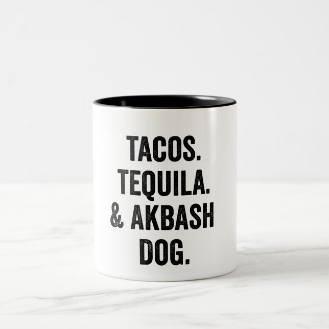 Taza Bicolor Tacos Tequila Y Akbash Dog Funny (Centro)
