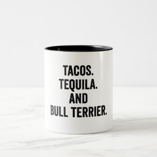Taza Bicolor Tacos Tequila Y Bull Terrier