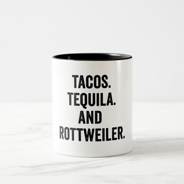 Taza Bicolor Tacos Tequila Y Rottweiler (Centro)