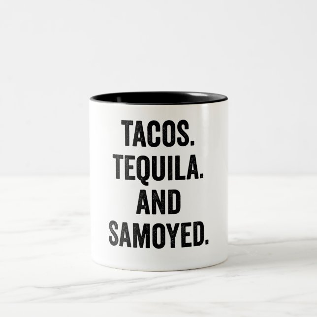 Taza Bicolor Tacos Tequila Y Samoyed (Centro)