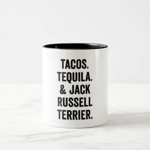 Taza Bicolor Tacos Tequila y Terrier Jack Russell