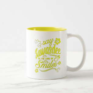 Taza Bicolor Tailandia dice Sawasdee a la tierra de las sonrisa