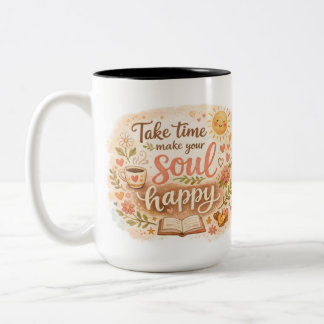 Taza Bicolor Take Time Make Your Soul Happy Self Care Mug Gift