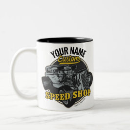 Taza Bicolor Taller de carreras de Hot Rod personalizado