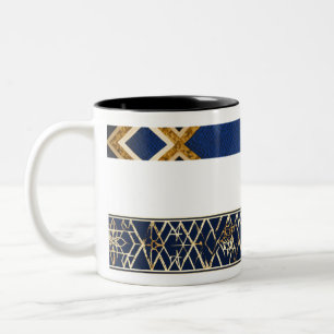 Taza Bicolor Tambor de café de diseño azul dorado