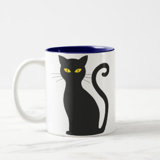 Taza Bicolor Tambor de café de gato negro espeluznante