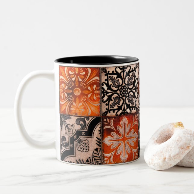Taza Bicolor Tangerine Tile (Con donut)