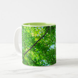 Taza Bicolor Tapa de ramas verdes y empalagosas con cielo azul