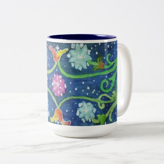 Taza Bicolor tapiz de batik Mug (Anverso derecho)