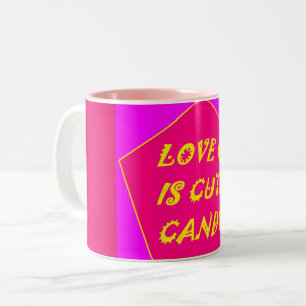 Taza Bicolor Tapón impreso color rosa y amarillo bananero