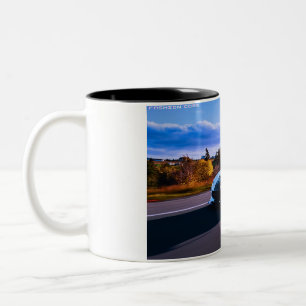 Taza Bicolor taquilla de café clásica de coche deportivo blanco
