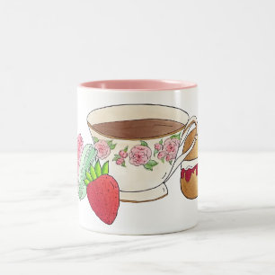 Taza Bicolor Tarde Fiesta de té Macarons Teacup Cream Scone
