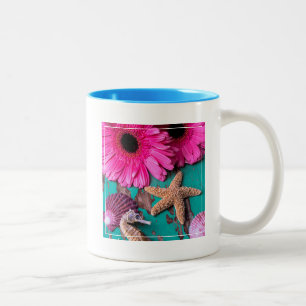 Taza Bicolor Tarimas y Seahorse rosados con las estrellas de