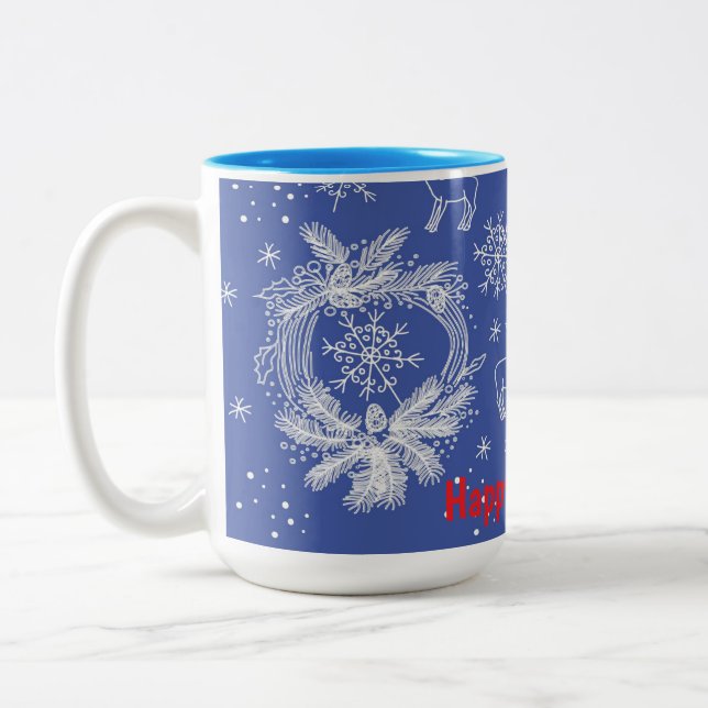 Taza Bicolor Tarjeta de Feliz Navidad (Izquierda)