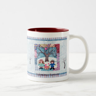 Taza Bicolor Tarjetas del día de San Valentín para siempre