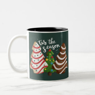 Taza Bicolor Tarta de árbol de Navidad Es la temporada de vacac