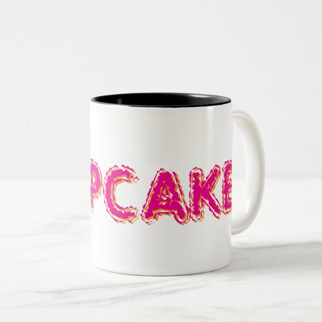 Taza Bicolor Tarta personalizada con texto rosa (Anverso derecho)